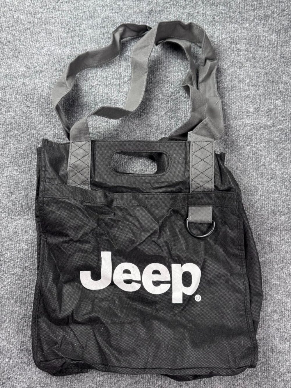 Jeep Black Multi-Pocket Tote Bag Shoulder Utility Organizer Non-Woven Poly